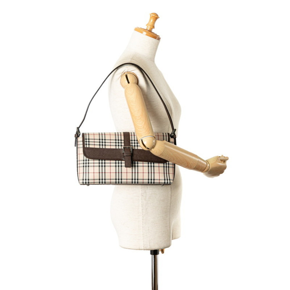 BURBERRY Beige Brown Canvas Leather Handbag - Picture 8 of 8